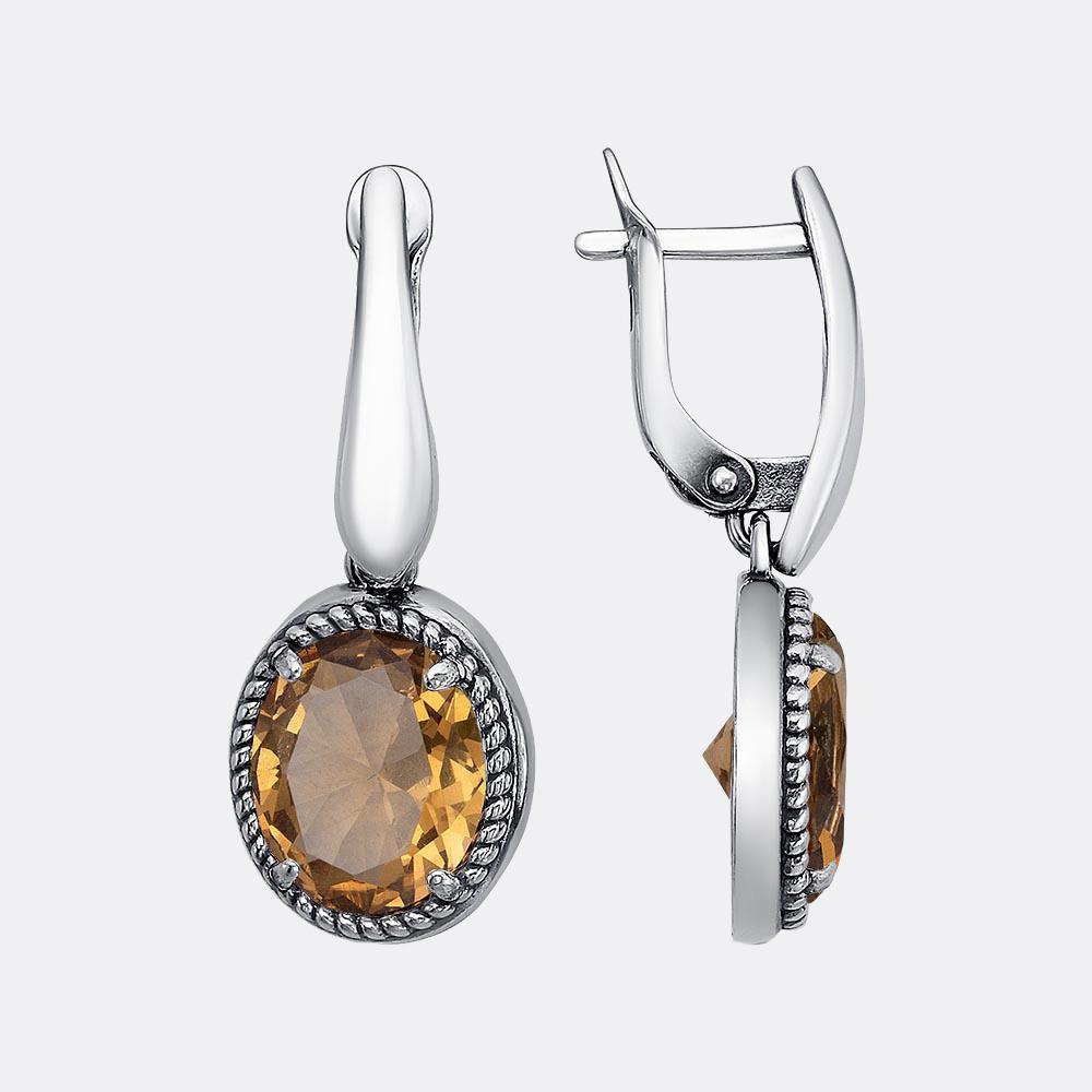 Серьги из серебра цветные камни искусственный султанит Красная Пресня 33812770-22 серебро оксидированное, фото 1