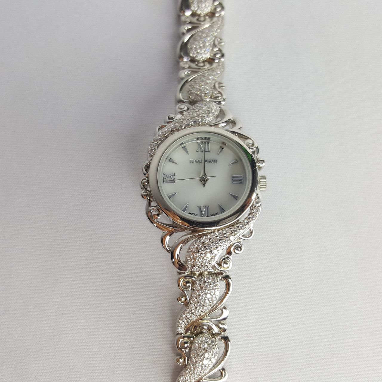 Часы Италия J279 серебро с родием вставка фианит