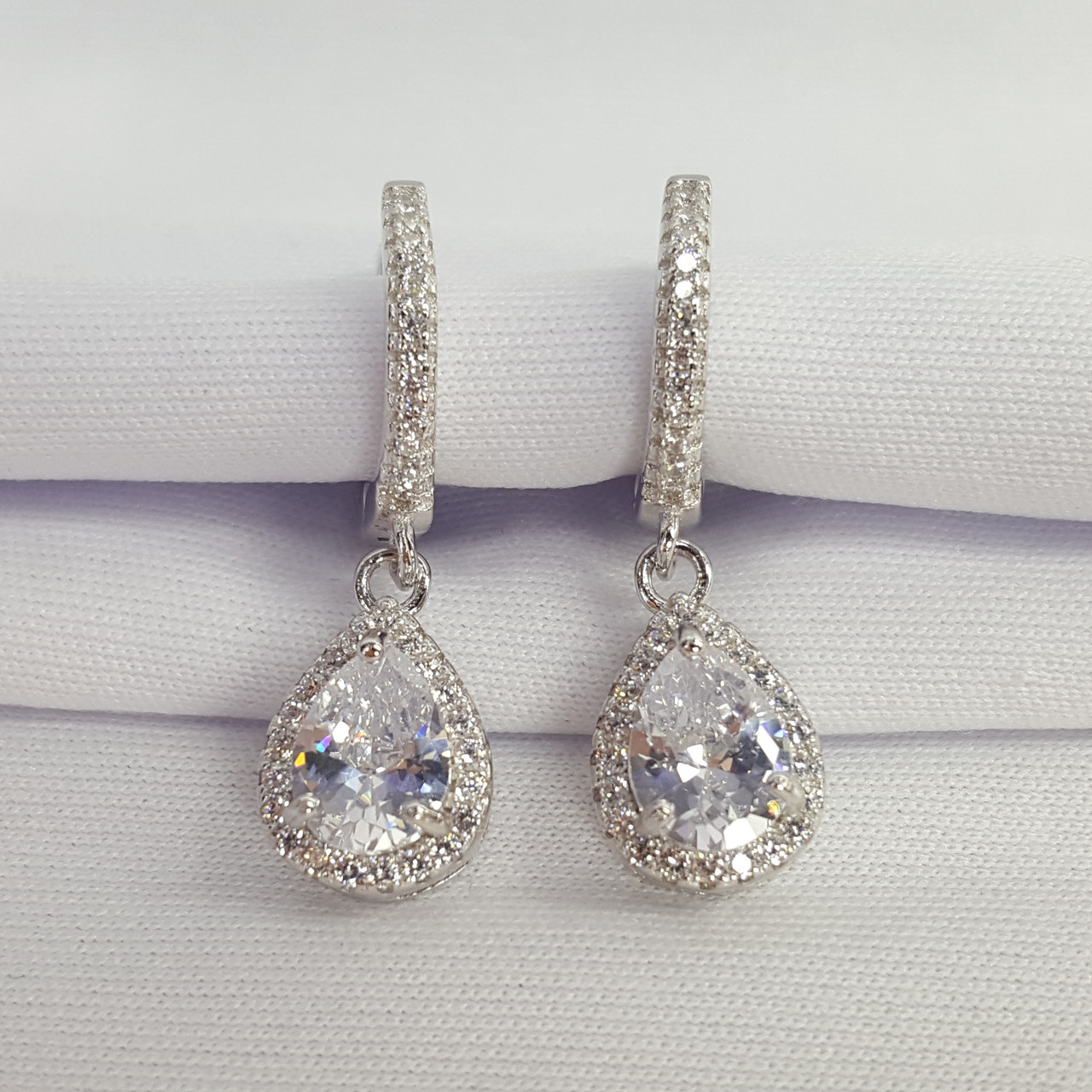 Серьги из серебра с фианитами Италия J693, фото 1