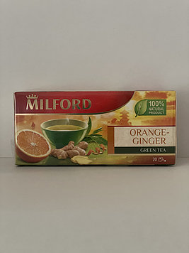 Зеленый чай в пакетиках Milford апельсин - имбирь 20 шт