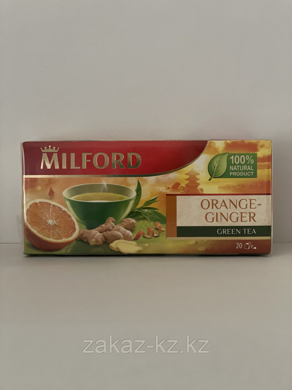 Зеленый чай в пакетиках Milford апельсин - имбирь 20 шт