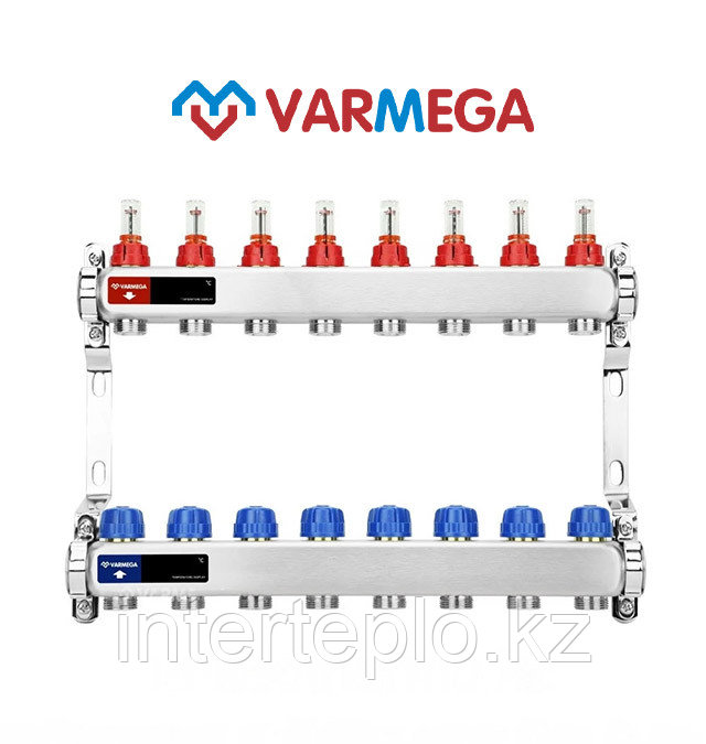 Коллекторная группа VARMEGA 1" 8х3/4"EK, нержавейка с расходомерами и регулирующими клапанами, фото 1
