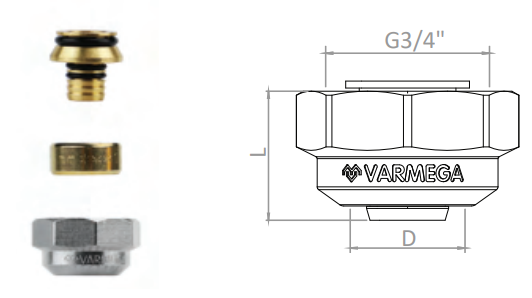 Резьбозажимные соединения 3/4"EK * 20х2.0 (Евроконус) Varmega для труб - фото 2 - id-p108057327