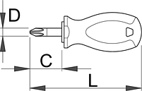 Отвёртка крестовая PH укороченная, рукоятка TBI - 626TBI UNIOR, фото 2