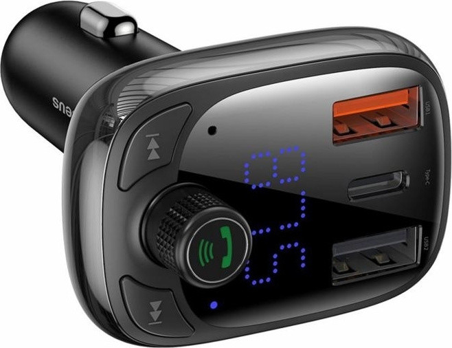 MP3 FM модулятор+зарядка Baseus CCTM-B01, BT5.0 TypeC, USB/TF