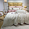 Комплект сатинового постельного белья king-size  двуспальный однотонный с контрастным отворотом и простынью, фото 6