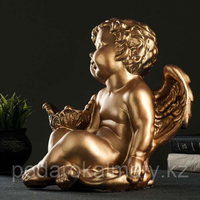 Подсвечник "Ангел сидя в руке" 26х21х30 см бронза, для свечи d=6 см - фото 3 - id-p102383387