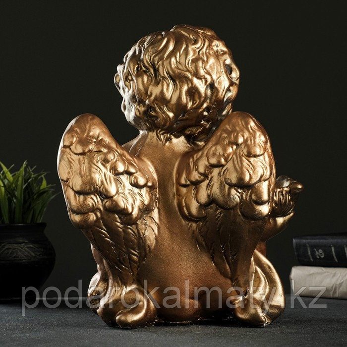 Подсвечник "Ангел сидя в руке" 26х21х30 см бронза, для свечи d=6 см - фото 4 - id-p102383387