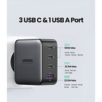 Зарядное устройство на 3xUSB C+1xUSB, 100W, QC4.0/PD3.0, Gan X CD226 (40747) UGREEN