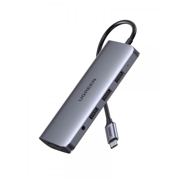 Конвертер USB 3.1(m) Type C на HDMI/VGA/LAN/3.5mmAudio/USB3.0 HUB 3 port/Type C PD 100W CM179(80133) - фото 1 - id-p105506222