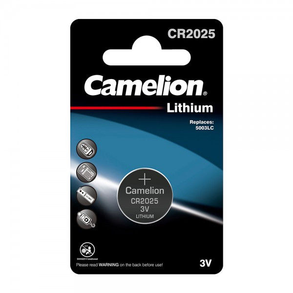 Батарейка CAMELION, CR2025-BP1, Lithium Battery, CR2025, 3V, 220 mAh, 1 шт.