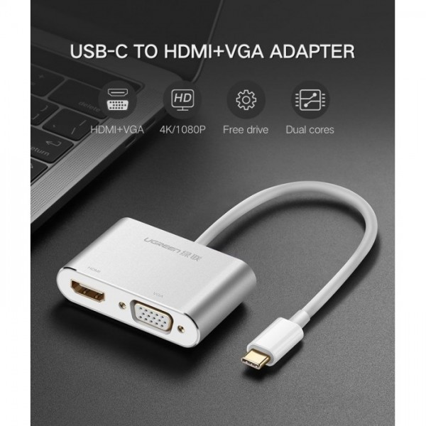 Конвертер USB 3.1(m) Type C на HDMI + VGA (30843) UGREEN - фото 4 - id-p94142495