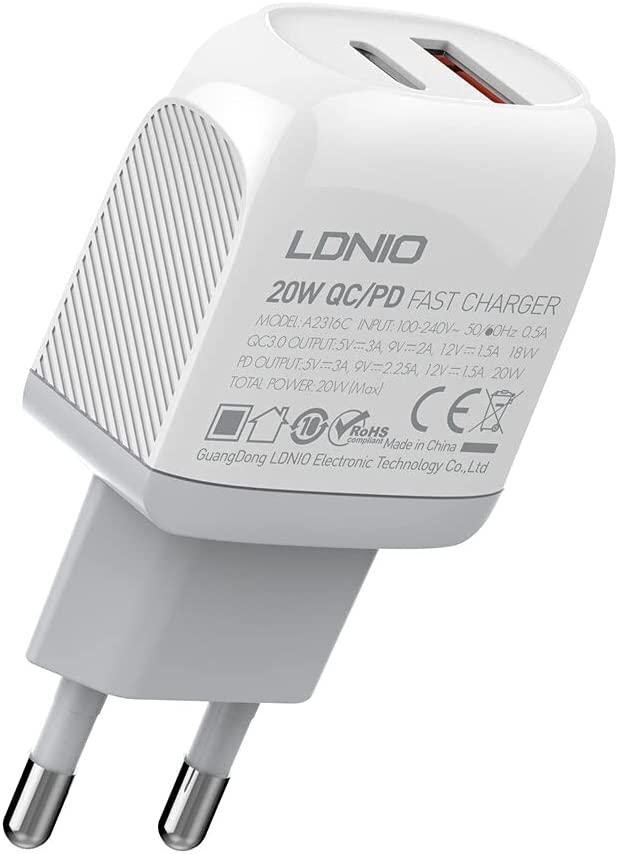 Зарядное устройство LDNIO A2316C PD+USB-TypeC QC3.0 20W