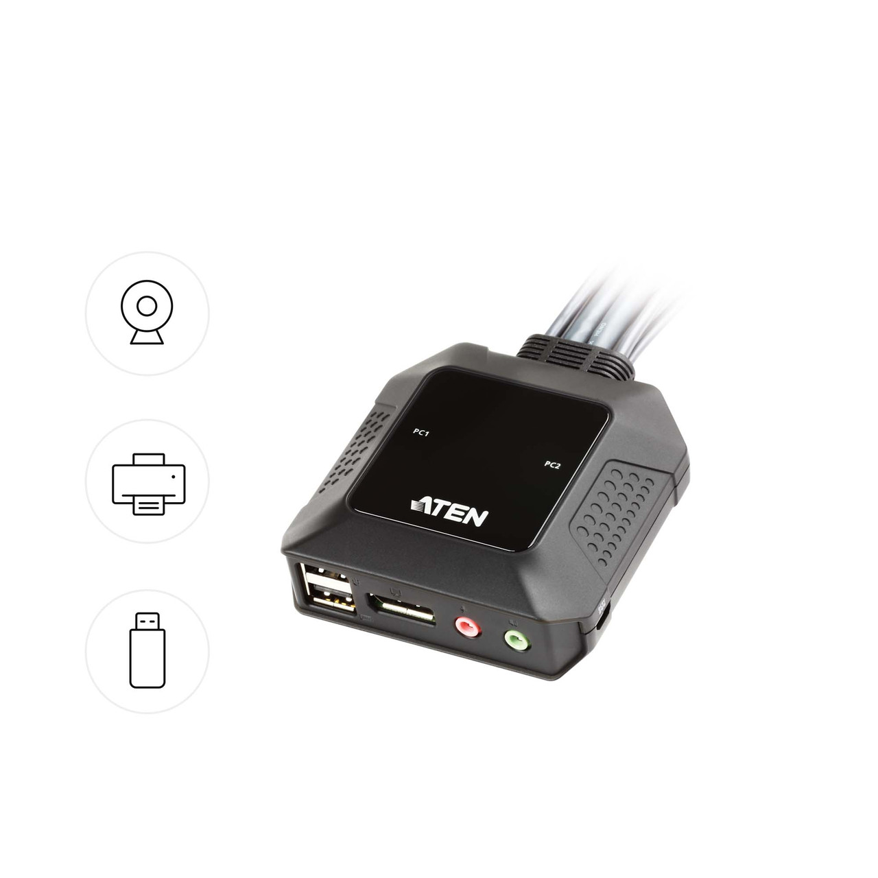 2-портовый USB, DisplayPort, кабельный KVM-переключатель с пультом удаленного переключения порта CS22DP ATEN - фото 6 - id-p108078248