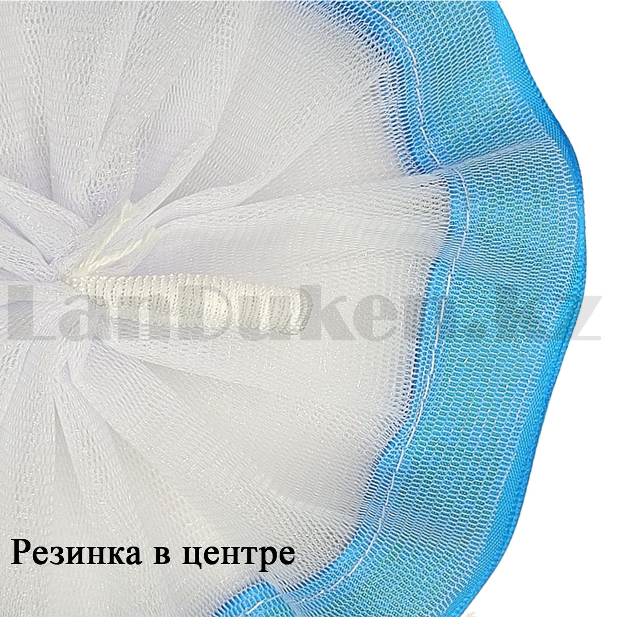 Бантики для волос на резинке 2 шт. в наборе с голубой атласной лентой и национальным орнаментом - фото 3 - id-p108078400