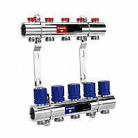 Распределительный коллектор Varmega 1" 11x3/4"EK, с балансировочными и термостатическими вентилями (латунь)