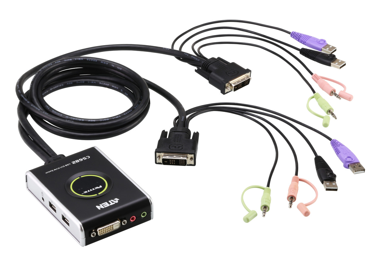2-портовый, USB, DVI, аудио, кабельный КВМ-коммутатор CS682 ATEN
