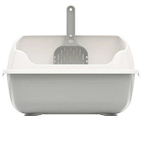 Лоток с высокими бортами сеткой и совком серый М8576