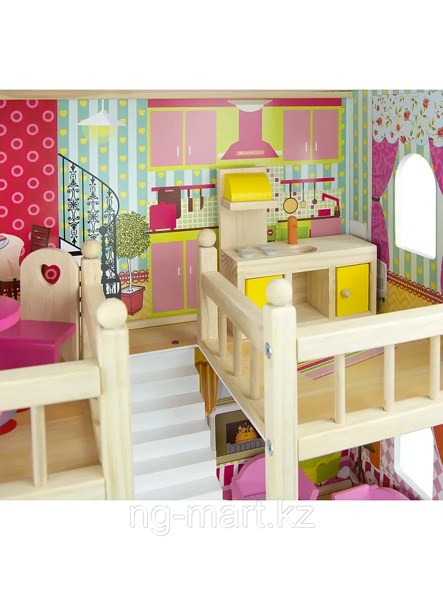 Кукольный дом DH603 деревянный с набором мебели - фото 7 - id-p108080531