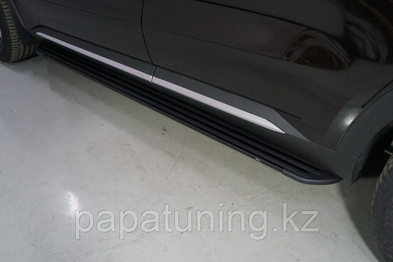 Пороги алюминиевые Slim Line Black 1820 мм ТСС для Kia Sorento 4 2020- - фото 1 - id-p108009061