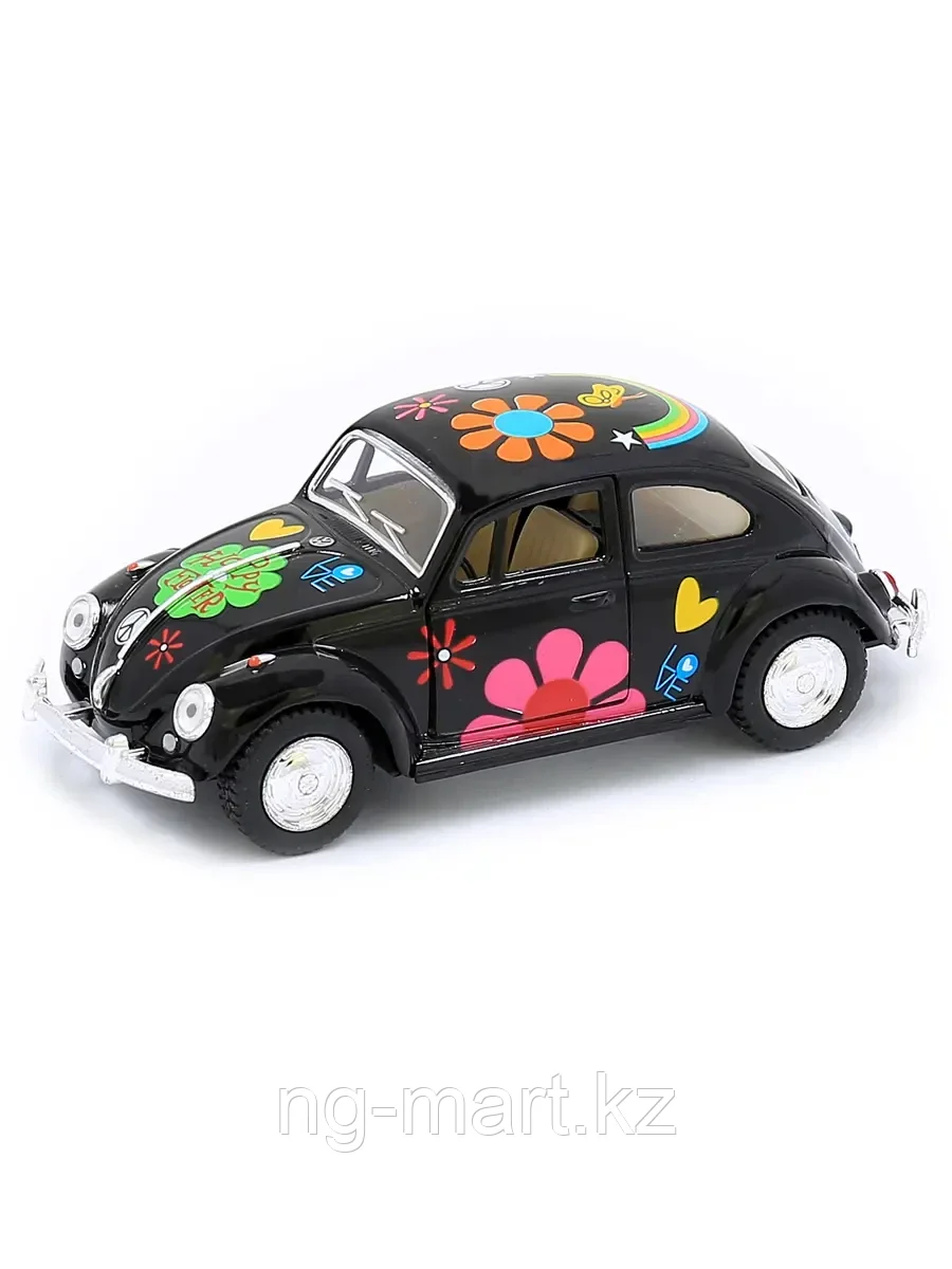 Модель машины 1967 Volkswagen Classical Beetle with printing 1:32 KT5057F KINSMART - фото 1 - id-p108080623