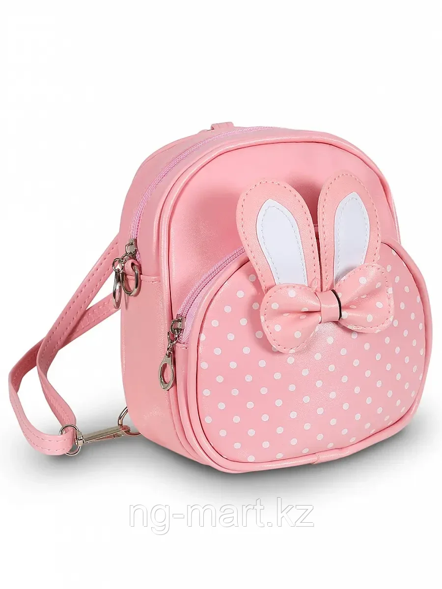 Мягкий рюкзак Ушки с цветным бантиком розовый 16 см 058B-2046B-1 ТМ Коробейники розовый