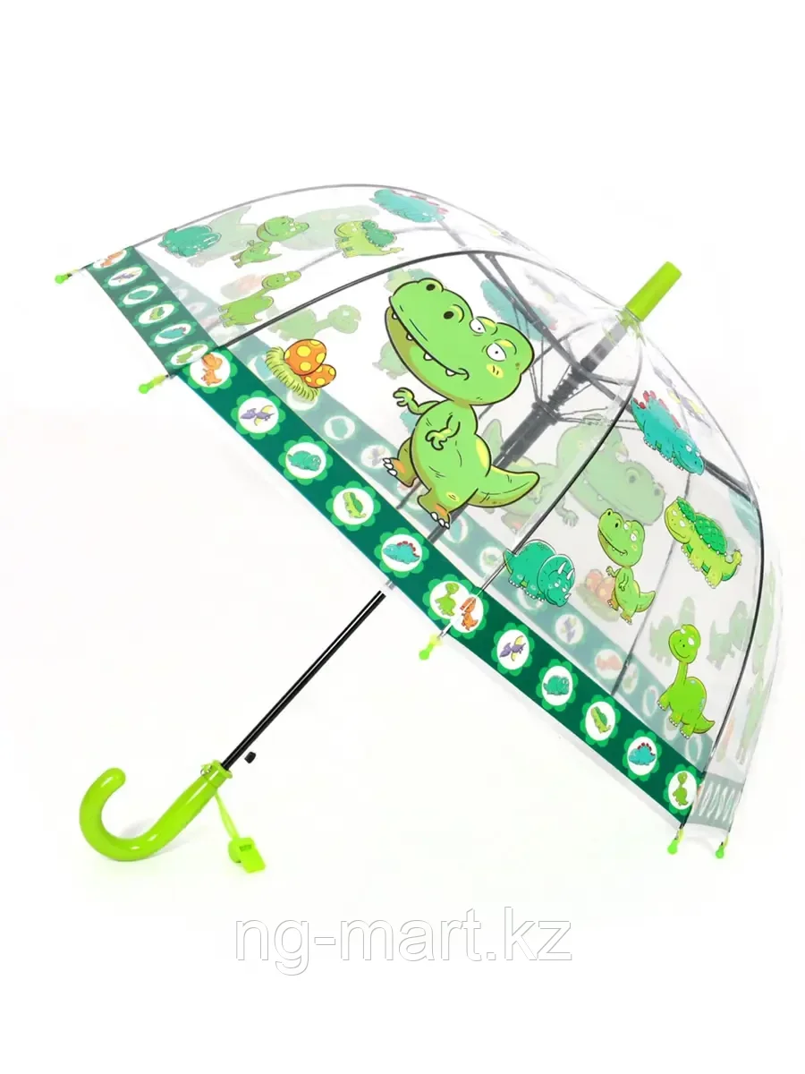Зонтик прозрачный с динозаврами 058-57-2 зеленый - фото 1 - id-p108085009