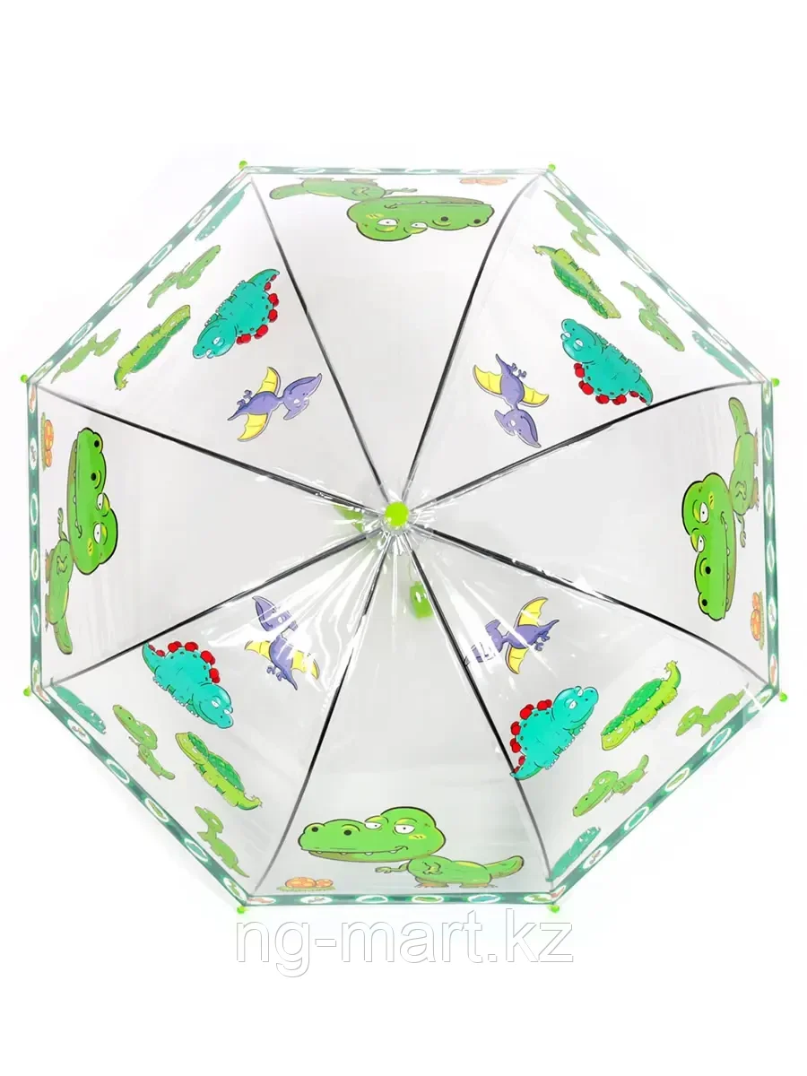 Зонтик прозрачный с динозаврами 058-57-2 зеленый - фото 2 - id-p108085009