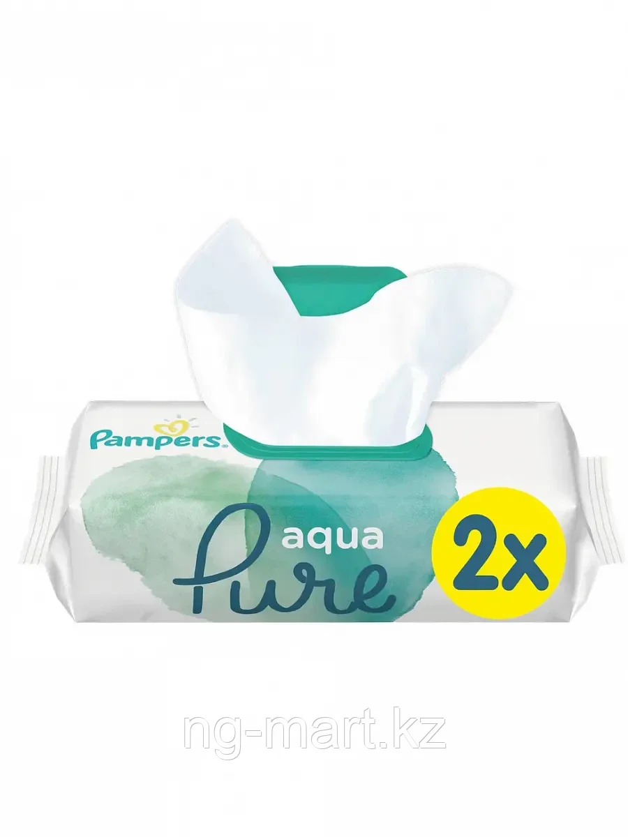 Детские влажные салфетки PAMPERS Aqua Pure 2x48 ПрепакКор - фото 2 - id-p108086058