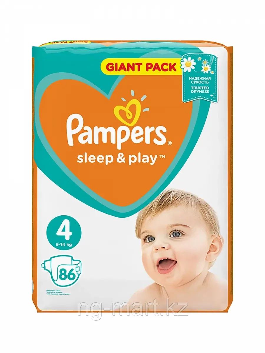 Подгузники Pampers Sleep & Play 9-14 кг, 4 размер, 86 шт. - фото 1 - id-p108086071