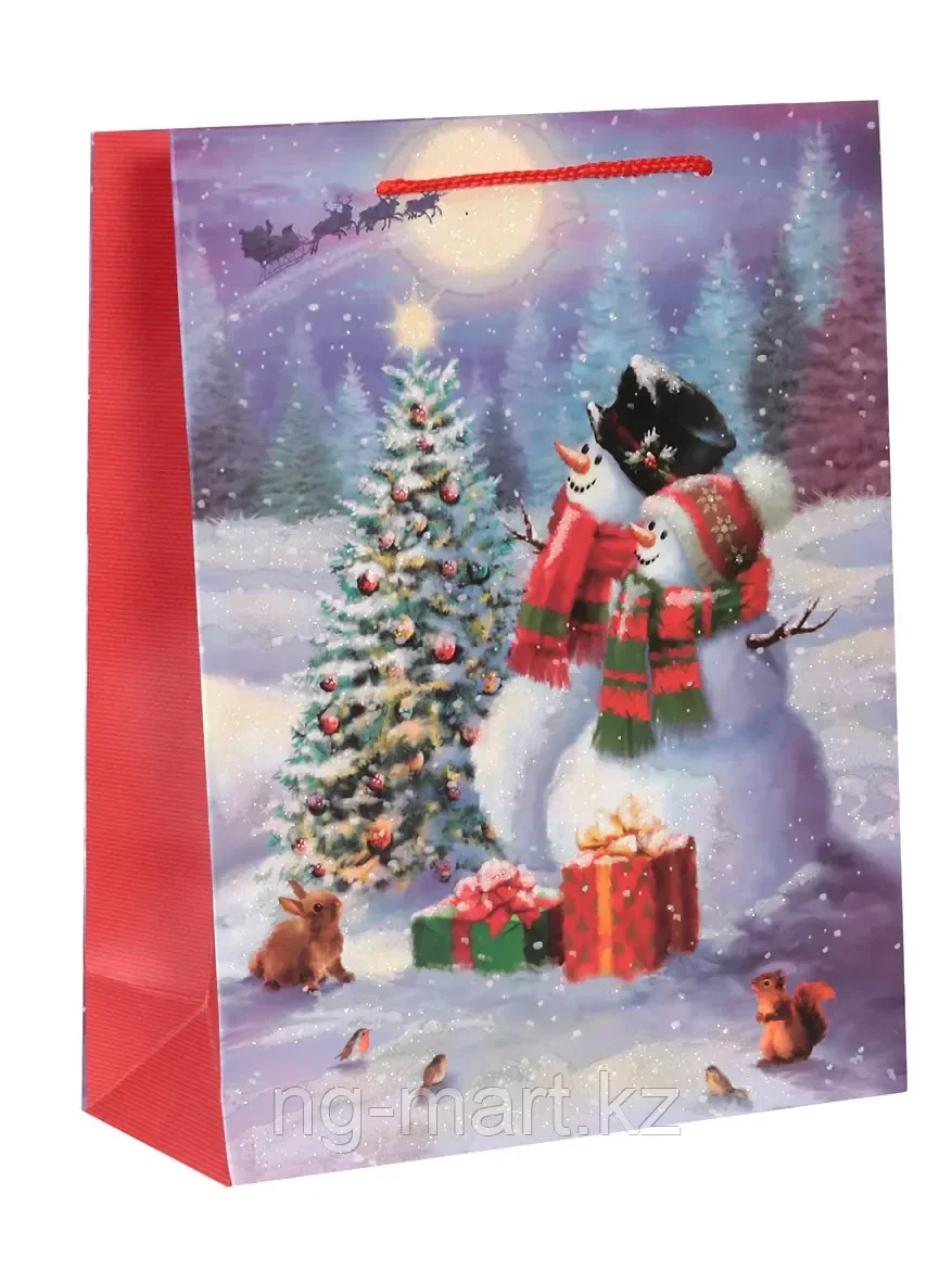 Пакет новогодний Снеговики у елки - фото 1 - id-p108086279