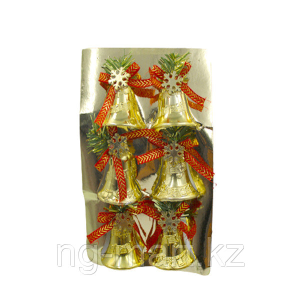 Новогодние золотистые колокольчики Merry Christmas 12шт - фото 1 - id-p108086891