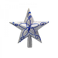 Новогодняя верхушка звезда с узорами (серебристая)