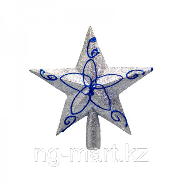 Новогодняя верхушка звезда с узорами (серебристая) - фото 1 - id-p108086906