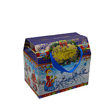 Новогодняя подарочная коробка "Новогодние сани" синяя
