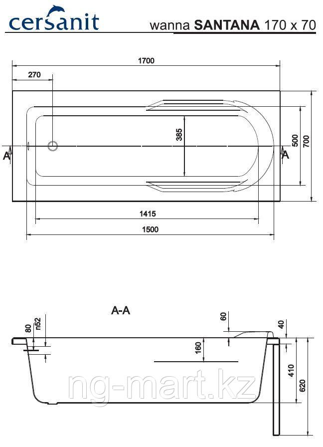 Ванна Cersanit Santana 170x70 см - фото 6 - id-p108088093