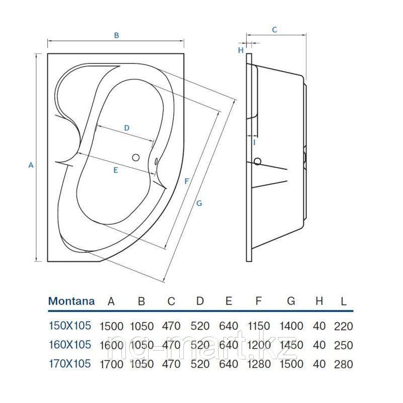 Ванна Koller Pool Montana 150х105 L акрил - фото 4 - id-p108089143