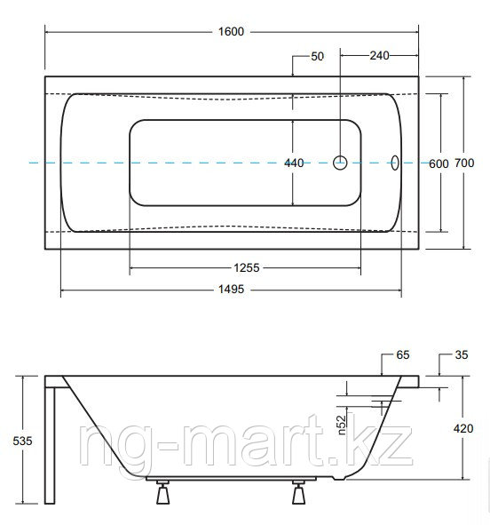 Ванна акриловая Besco Optima WAO-160-PK, 160 х 70 см - фото 3 - id-p108089580