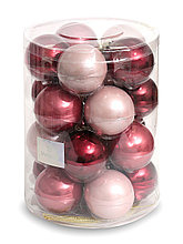 Набор стеклянных шаров 6 см 20 штук Красно розовый микс  25-31