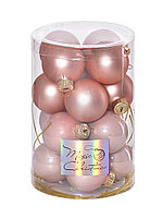 Набор стеклянных шаров 3,5 см 16 штук Розовое чудо 010341