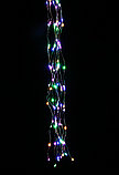 Светодиодная гирлянда 2,1 м 16 нитей, 672 цветных мини LED ламп с мерцанием, серебряная проволока, IP20,от, фото 3