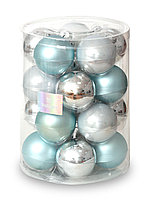 Набор стеклянных шаров 6 см 20 штук Бело голубой микс 25-29