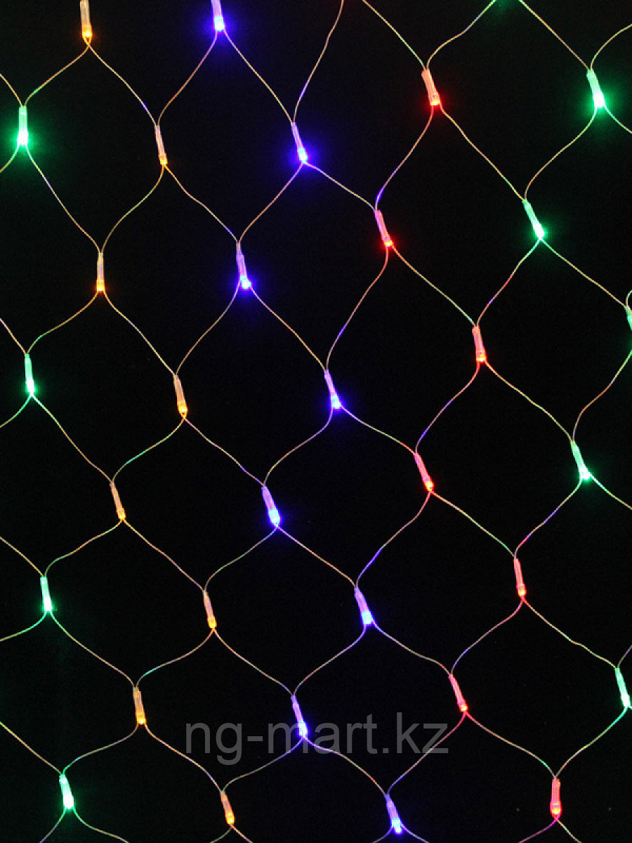Электрическая гирлянда СЕТКА 1,5х1,2 м 160 LED ламп цветные ,прозрачный провод,контроллер - фото 2 - id-p108090165
