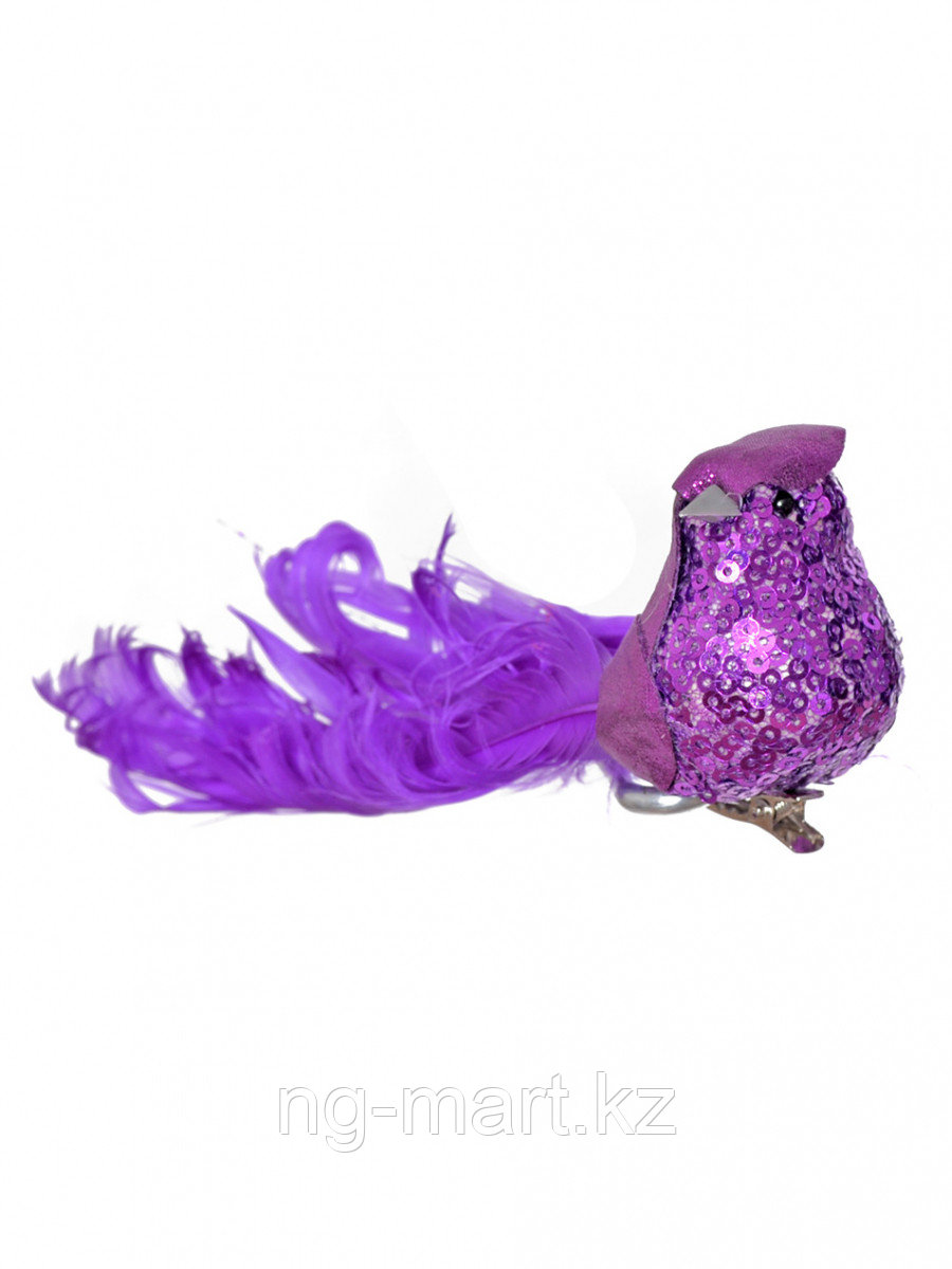 Новогоднее украшение 14,5 см птица фиолетовый - фото 1 - id-p108090198