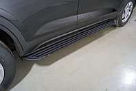 Пороги алюминиевые Slim Line Black 1720 мм ТСС для Hyundai Creta 2021-