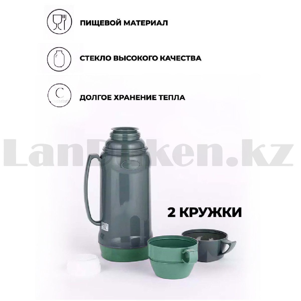 Вакуумный термос Vacuum Flask 1.8L бирюзовый - фото 3 - id-p108086703