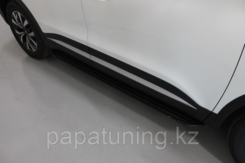 Пороги алюминиевые "Slim Line Black" 1720 мм ТСС для Chery Tiggo 7 PRO 2020-, фото 1