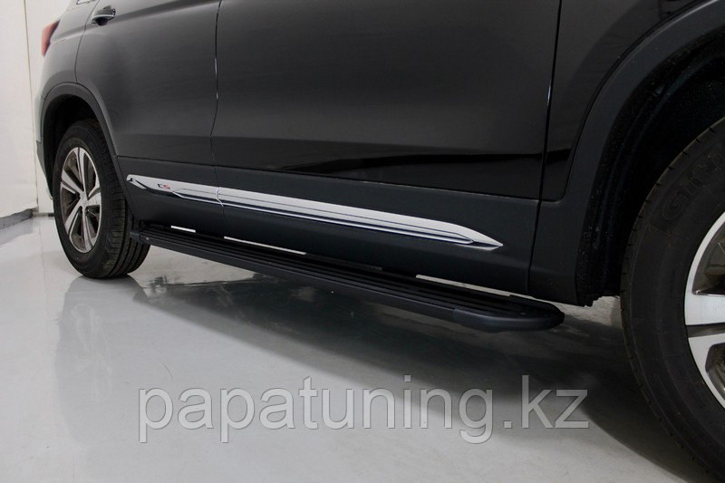 Пороги алюминиевые "Slim Line Black" 1720 мм ТСС для Changan CS75 FL 2020-, фото 1