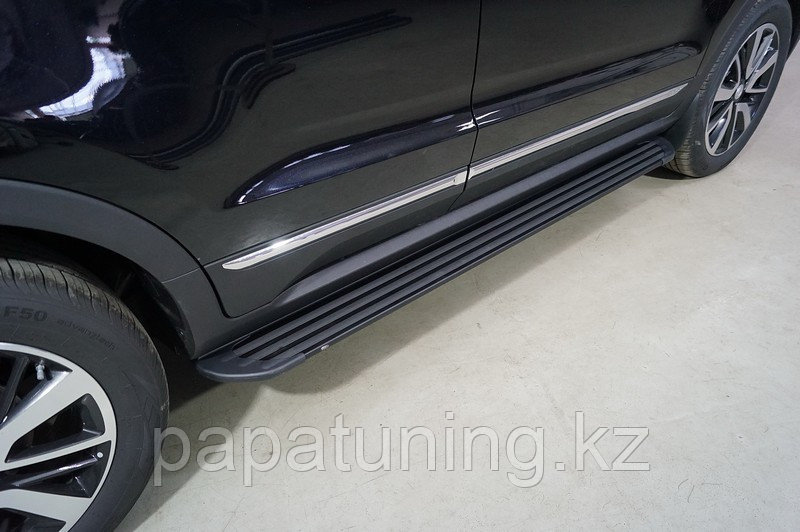 Пороги алюминиевые "Slim Line Black" 1720 мм ТСС для Changan CS55 2WD 1.5T 2022- - фото 1 - id-p108008977