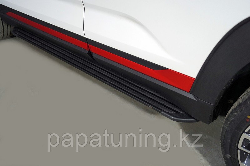 Пороги алюминиевые "Slim Line Black" 1720 мм ТСС для Changan CS35 plus2WD 1.5T 2023- - фото 1 - id-p108008976